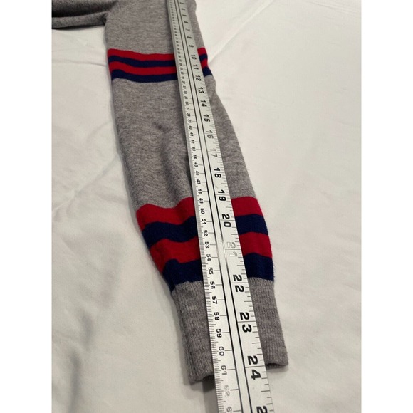 Madeleine Thompson x AQUA Mockneck Pullover Sweater Size XS Gray Red Blue Stripe - Picture 10 of 10